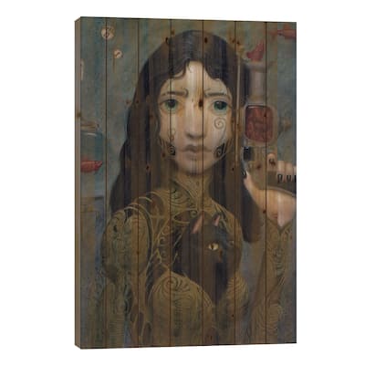 Heart Print On Wood by Bill Carman - Multi-Color