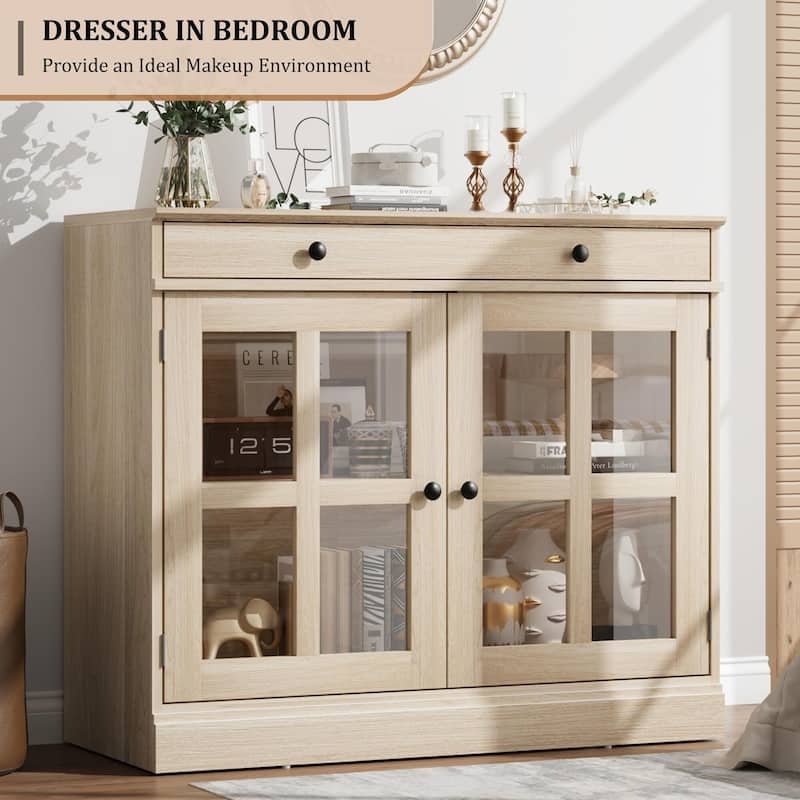35.4" Sideboard Buffet Cabinets with Glass Door