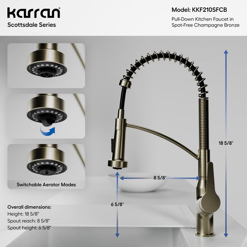 Karran Scottsdale Single-Handle Pull-Down Sprayer Commercial Style Kitchen Faucet