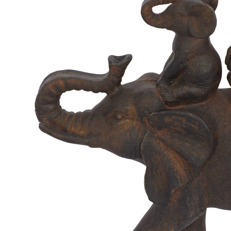 Brown Polyresin Elephant Decorative Sculpture