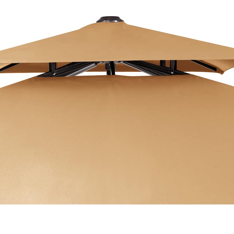 Deluxe 10' x 10' Outdoor Square Double Top Cantilever Umbrella, Base Not Included