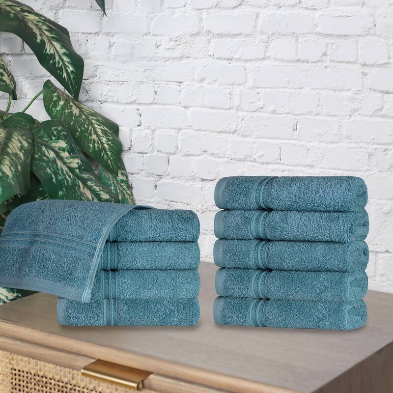 Superior Heritage Egyptian Cotton Absorbent Face Towel Set of 10 - Sapphire