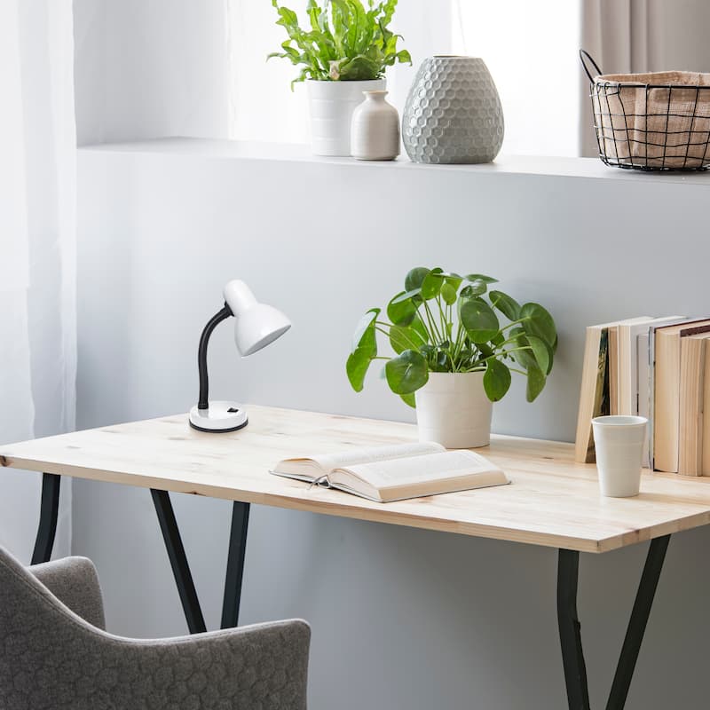 14.25" Metal Desk Task Lamp and Bowl Shade with Gooseneck
