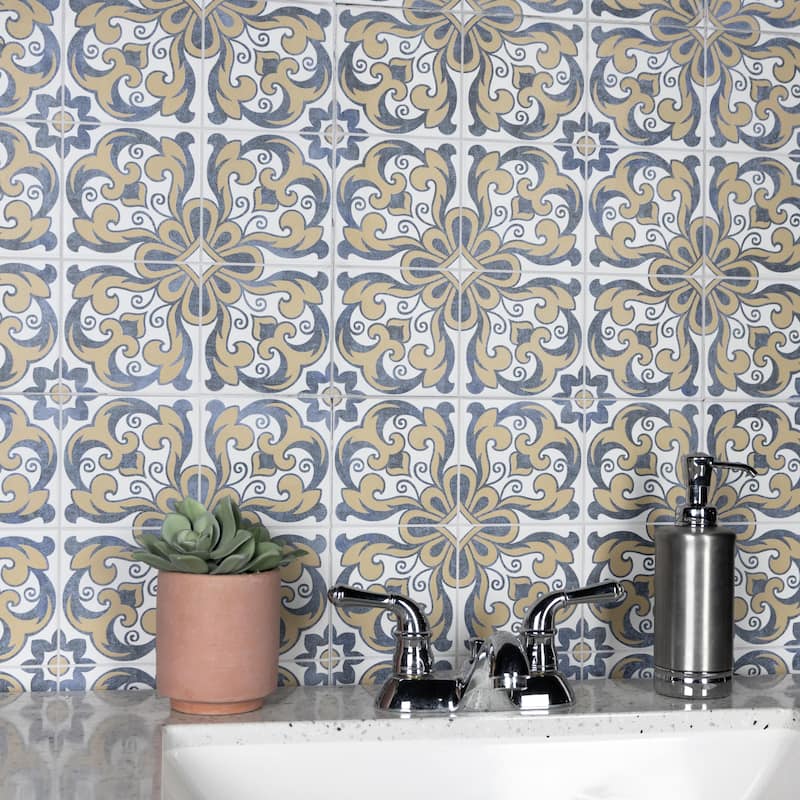 Merola Tile Harmonia Royal Bloom 13" x 13" Ceramic Floor and Wall Tile