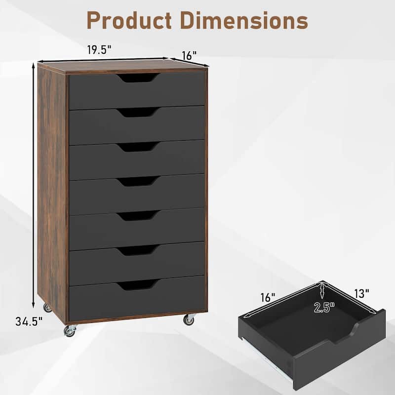 Costway 7-Drawer Chest Mobile File Cabinet Vertical Filing Organizer - See Details