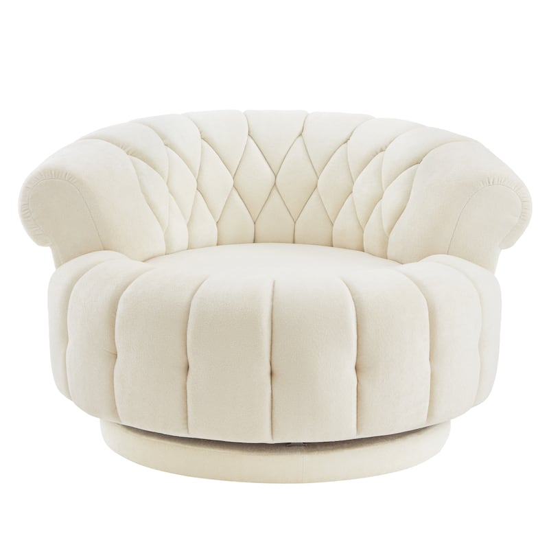 360° Swivel Chair Accent Chair Chenille Upholstered Single Sofa Chair Round Club Chair for Living Room Bedroom