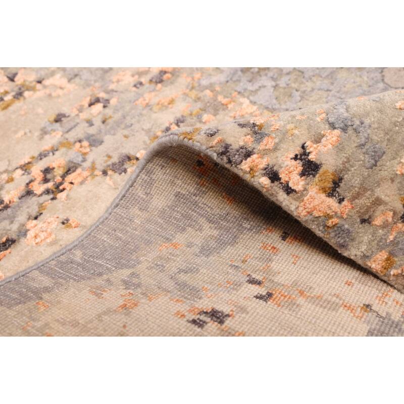 ECARPETGALLERY Hand-knotted Legacy Beige, Dark Grey Silk, Wool Rug - 2'7 x 10'2