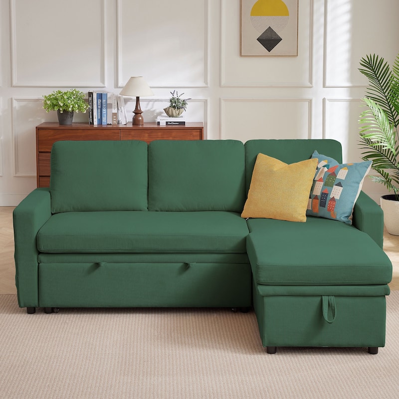 78.94" Striped Fabric Sleeper Sofa - Green