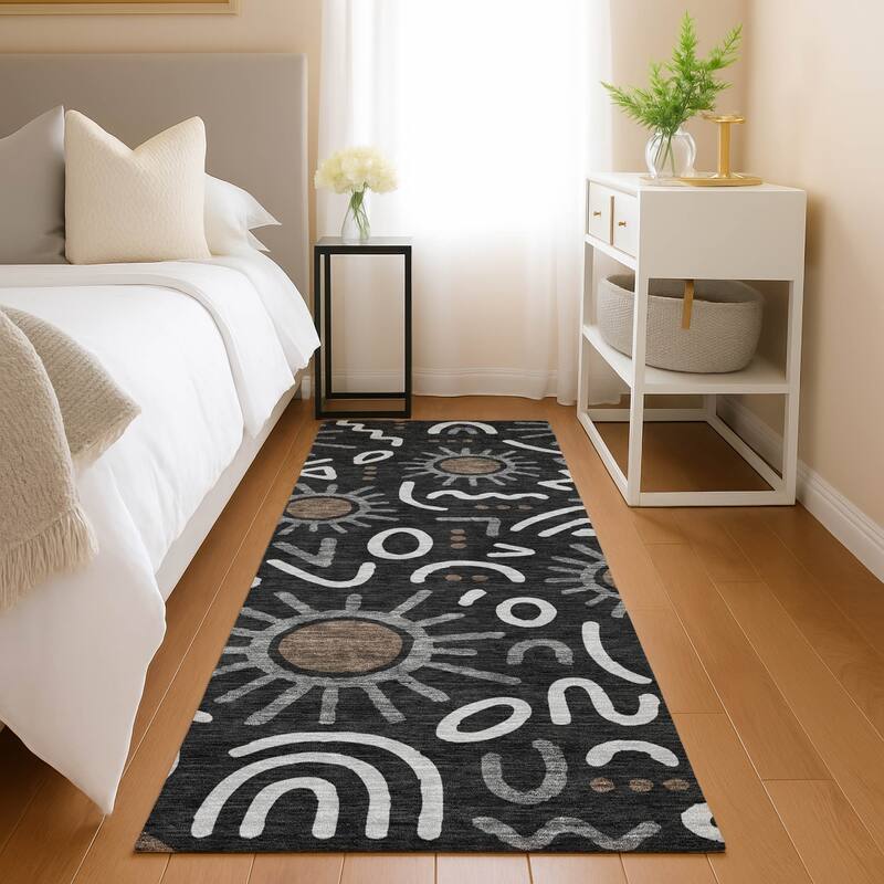Machine Washable Indoor/ Outdoor Modern Sol Chantille Rug