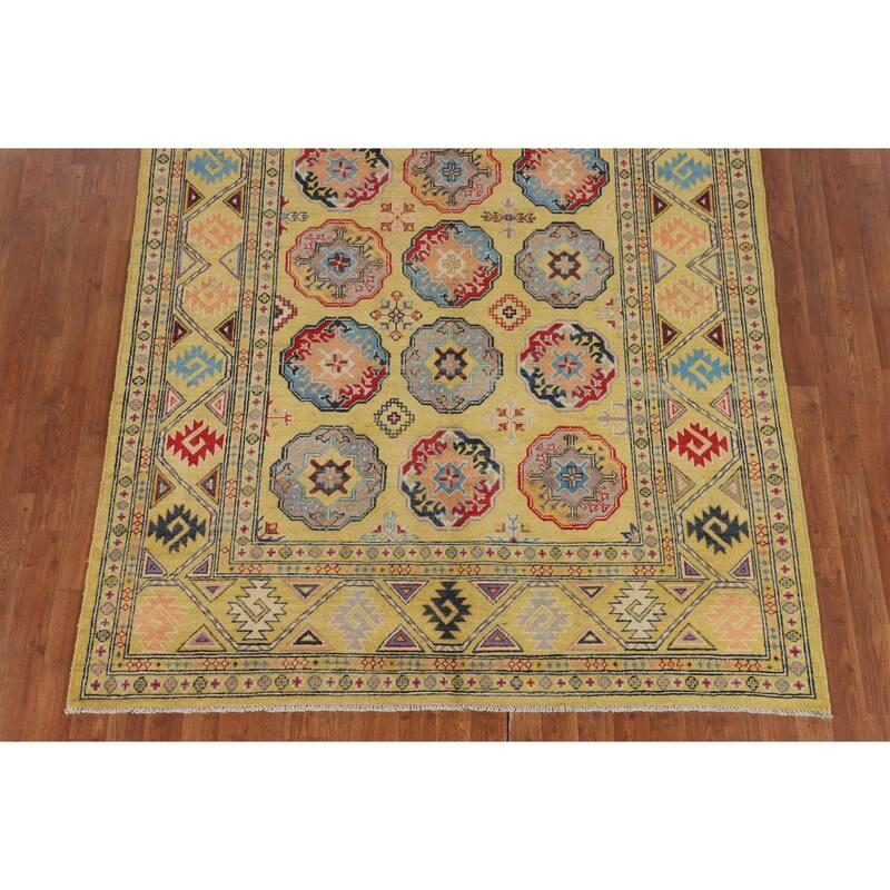 Geometric Kazak Oriental Area Rug Bedroom Handmade Wool Carpet - 5'9" x 8'0"