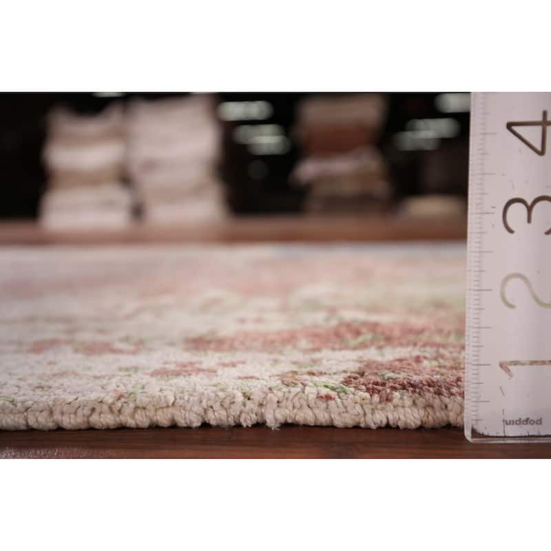 All-Over Abstract Indian Runner Rug Handmade Wool Carpet - 2'8"x 9'9"
