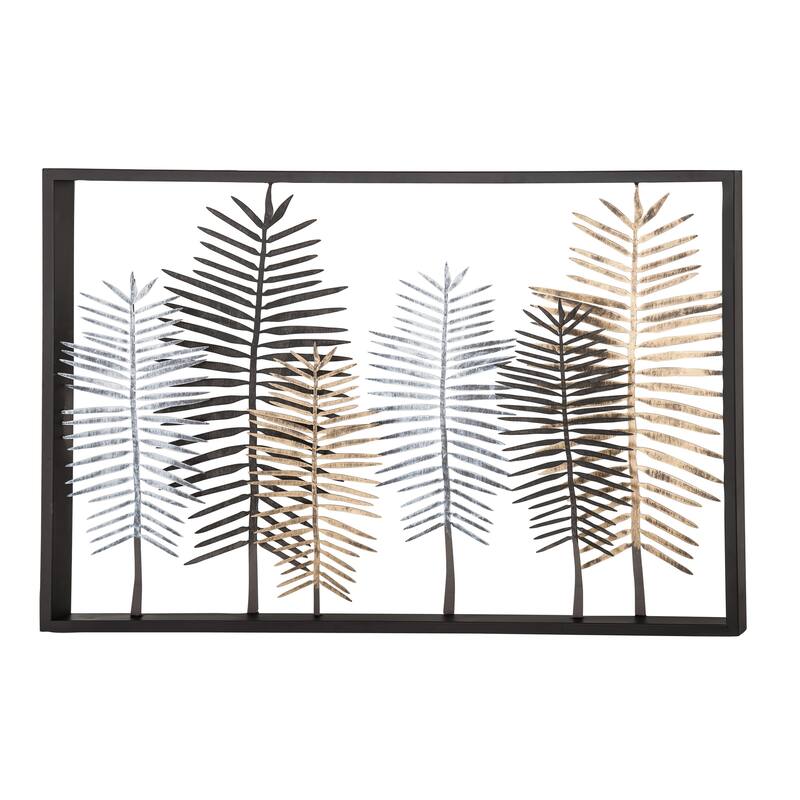 Metal Leaf Wall Decor with Black Frame - Black - Roche River Decor
