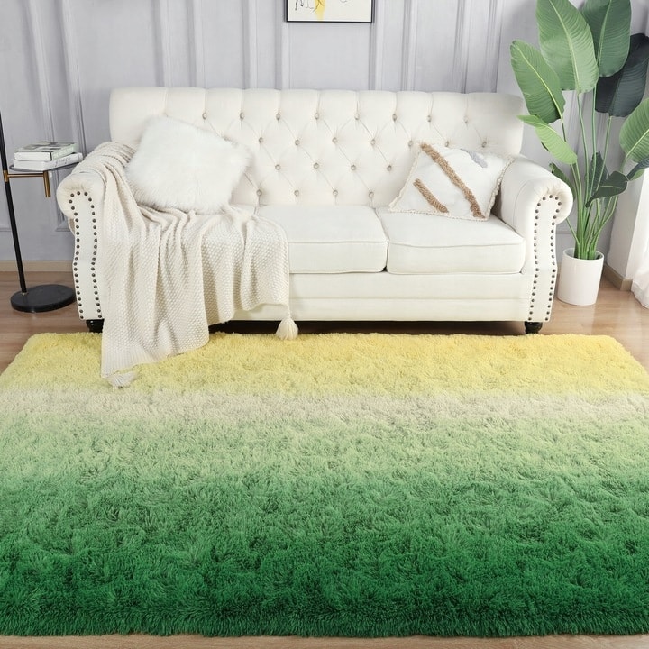 Shaggy Home Decor Carpet Luxury Gradient Rug for Living Room Bedroom