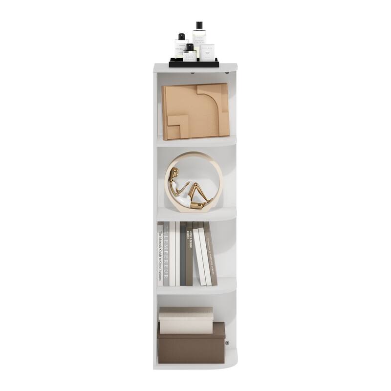 41.4 in. Tall White Wood 4-Shelf Bookcase