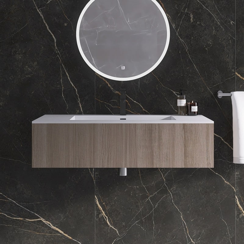 MEDUNJESS 39" Bathroom Sink Solid Surface Bathroom Vessel Sink - 39''