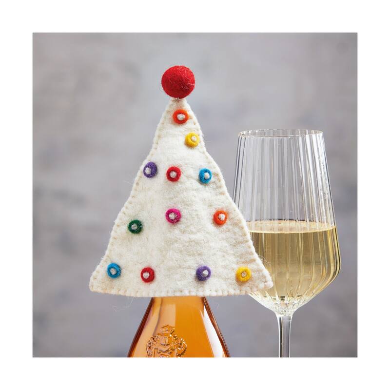 Festive Dot Bottle Topper Set - Multicolor Wool Bottle Stoppers for Holiday Decor - Perfect for Christmas Bar Accessories