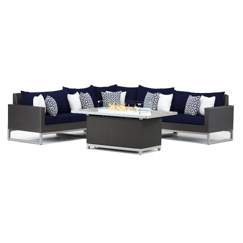 Milo Espresso 6 Piece Sunbrella Outdoor Patio Fire Sectional