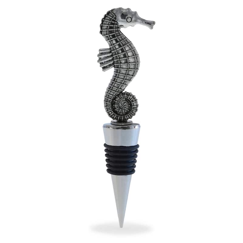 Cheers Seahorse Metal Wine Stopper - Elegant Vacuum Seal Reusable - 5 inches