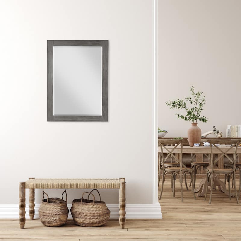 Altair Ivy Rectangular Bathroom Wood Framed Wall Mirror - 30 in. - Classical Gray
