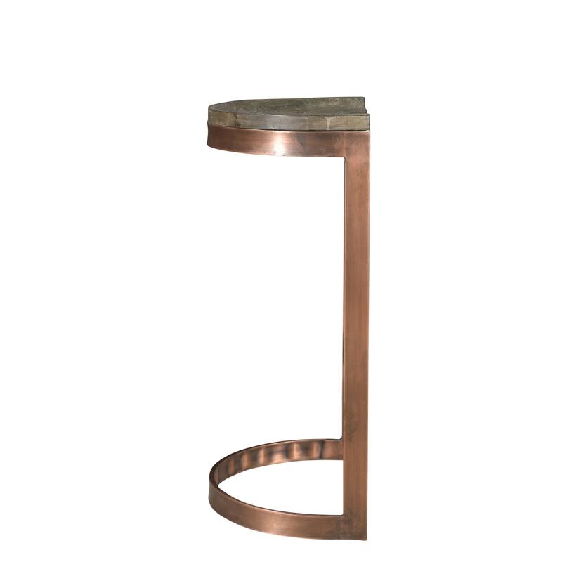 30" Gray And Copper Backless Bar Height Chair With Footrest - 20