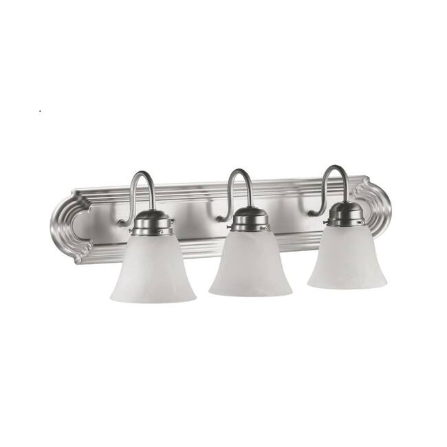 Quorum International 3 Light 24" Wide Bathroom Vanity Light - Satin Nickel / Faux Alabaster