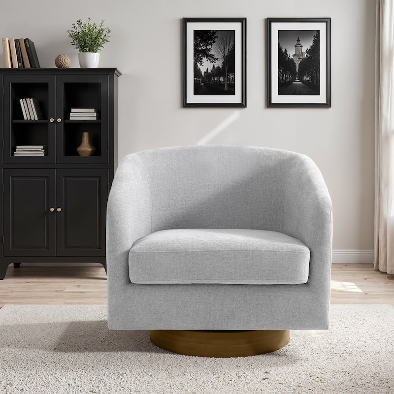Faux Leather Wide Seat Swivel Barrel Chair