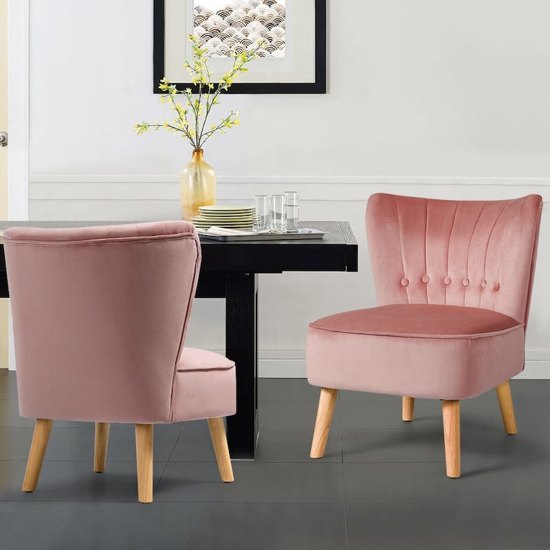 Gymax 2PCS Accent Chair Armless Leisure Chair Single Sofa w/ Wood Legs - See Details