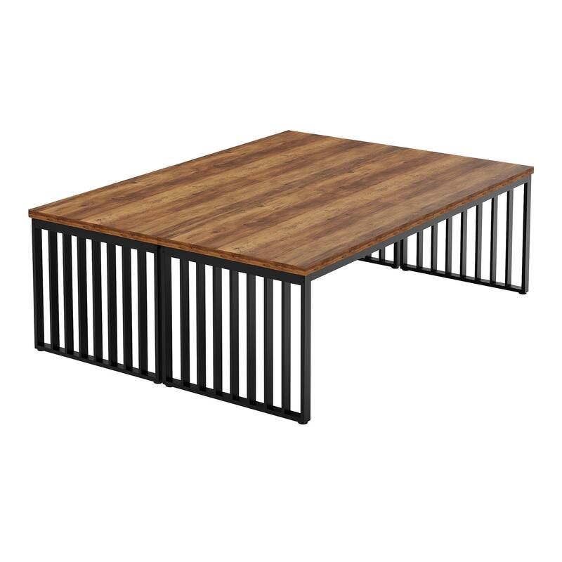 Small Conference Room Table for 4, Industiral Long Meeting Table - 2-pieces