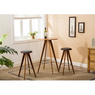 Porthos Home 2 Wooden Barstools With PU Leather Seat Metal Leg Rest