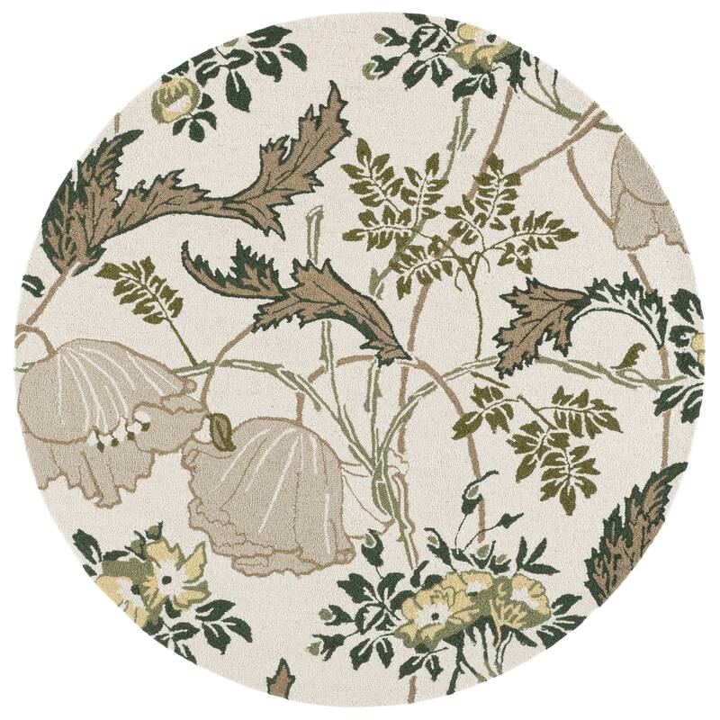 SAFAVIEH Handmade Jardin Jarka Floral Wool Rug - 6' Round - Ivory/Green