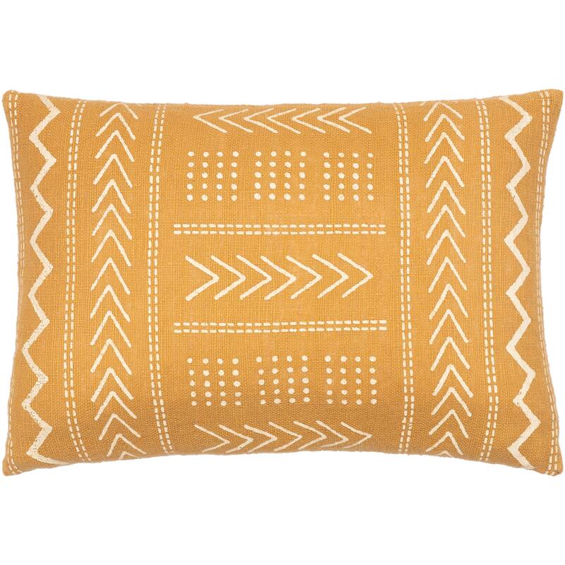 Kaiae Geometric Global Pattern Throw Pillow - 14"H x 22"W - Down - Mustard