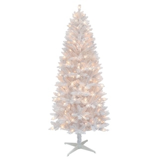 Puleo International 7 ft. Pre-Lit White Carson Artificial Pine Tree