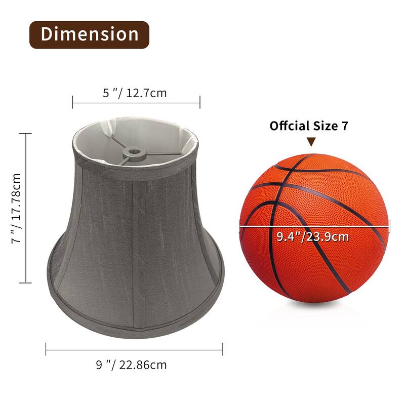Faux Silk Bell Lamp Shade, 5 inch Top, 9 inch Bottom, 7 inch Slant