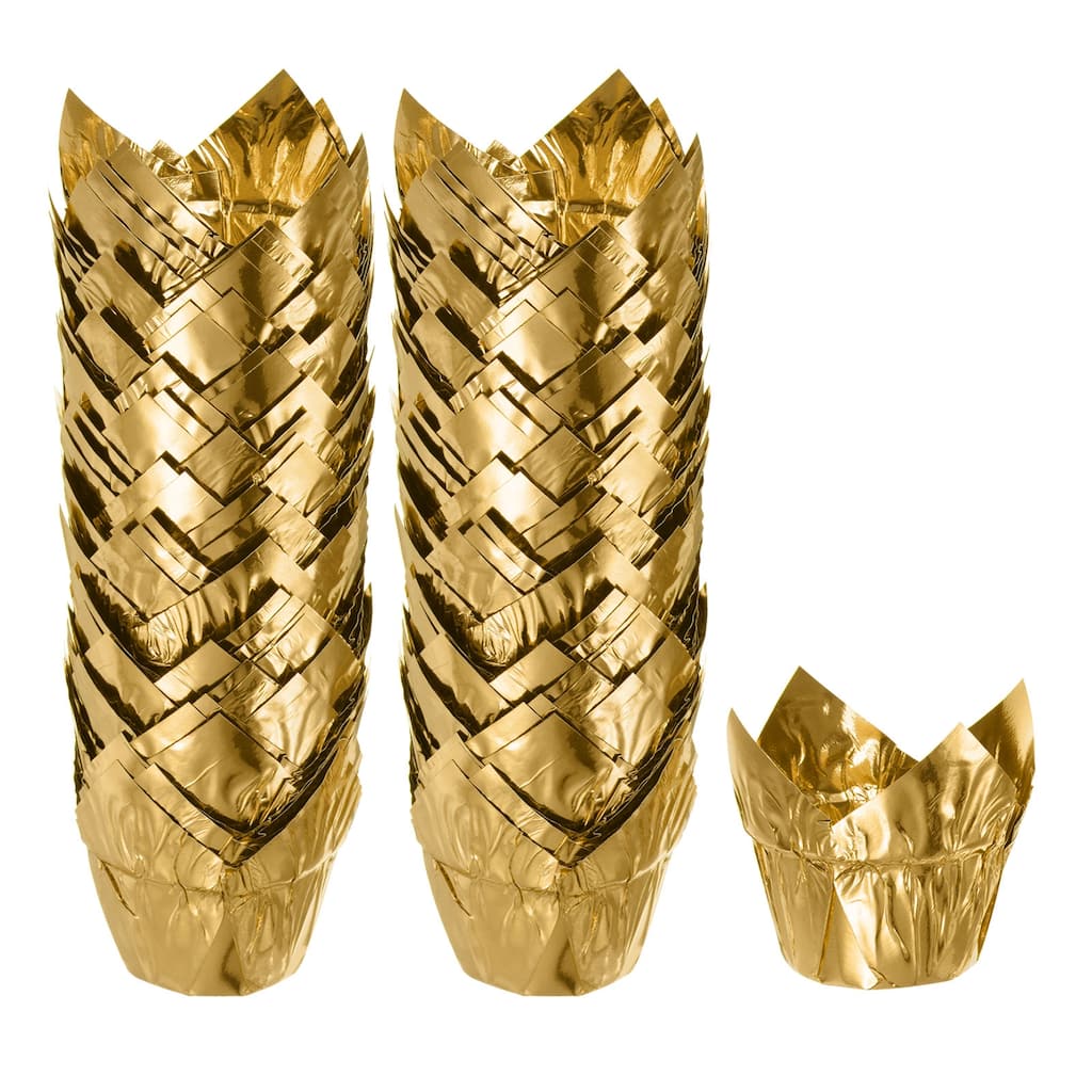 100Pcs Tulip Cupcake Liners Standard Aluminum Foil Baking Cups