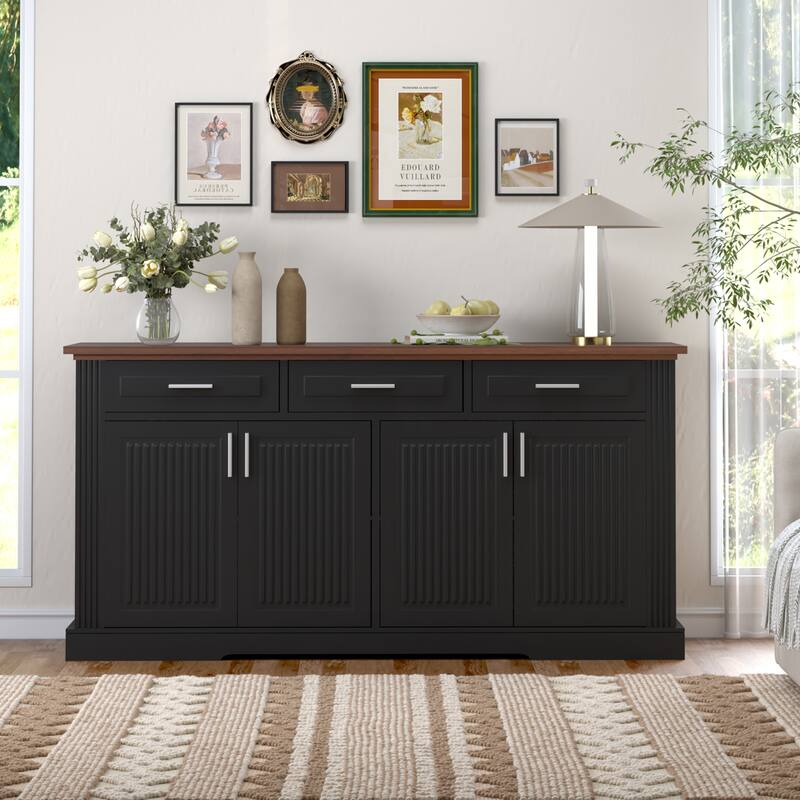 63" Fluted Sideboard Buffet Cabinet with Storage