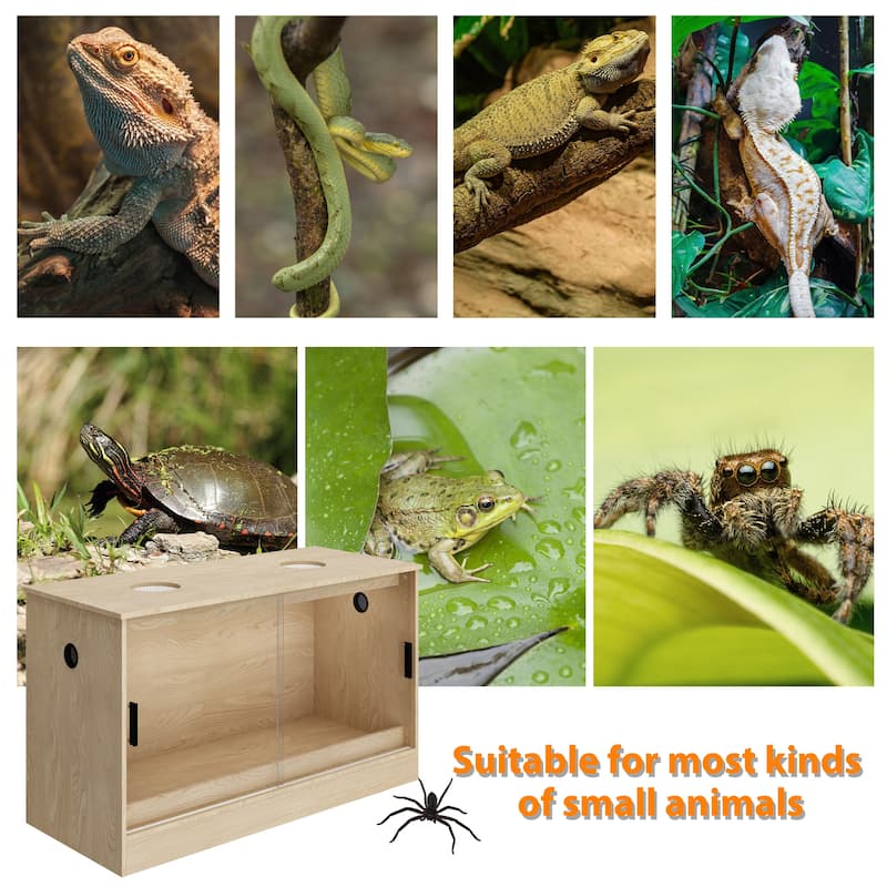 Glass Terrarium Tank with Ventilation Reptile & Amphibian Enclosure Hamster Cage Bunny Hideout Small Animals