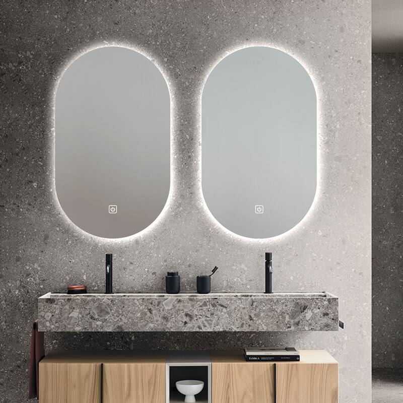 Claire XL 39.5 in. x 23.6 in. Large Oval Frameless Fog Free LED Bathroom Mirror - 23.6" W X 39.5" H X 1" D