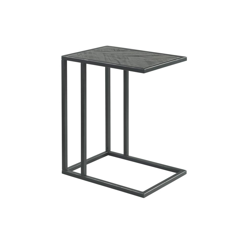 24 Inch Wooden Top Metal Frame C Table, Gray