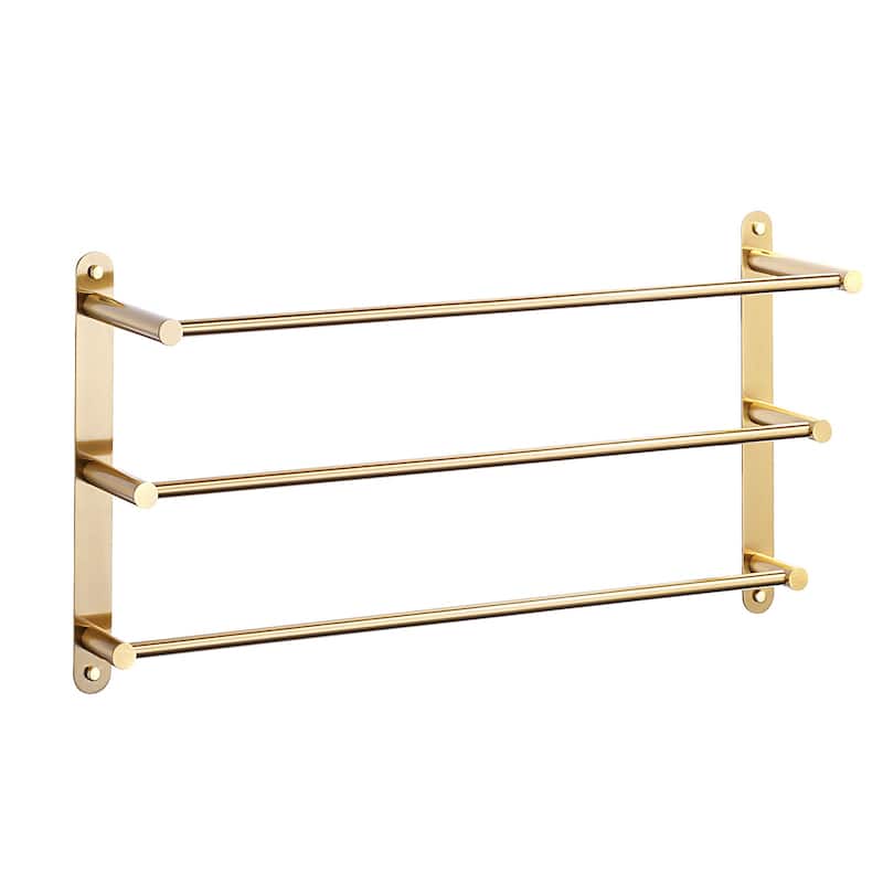 WOWOW Modern 3-Tier Wall Mounted Towel Rack - 24" - Brushed Gold