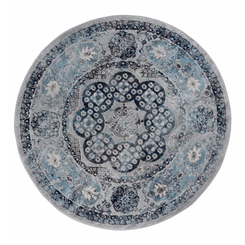 Power Loomed Geometric Stain Resistant Area Rug - 6' Round
