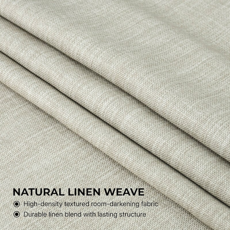 Exclusive Fabrics Textured Faux Linen Room Darkening Curtains for Bedroom & Living Room Curtains (1 Panel)