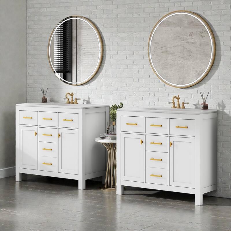 72 Inch Bathroom Vanity Set with Ceramic Sink, Modern Freestanding Storage Cabinet with Drawers and Soft Close Doors