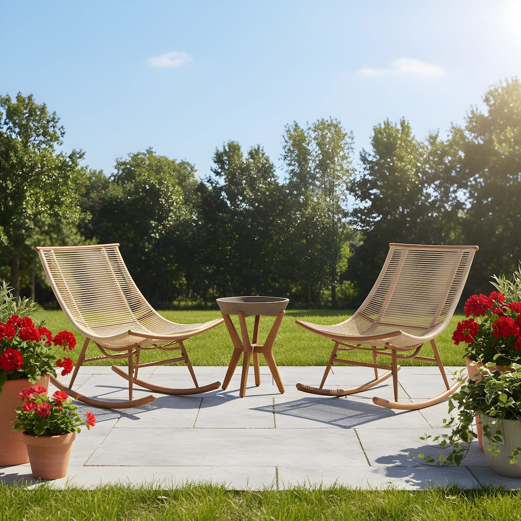 Christopher Knight Home - Set of 2 Rocking Chair with PE Rattan and Accent Side Table Set