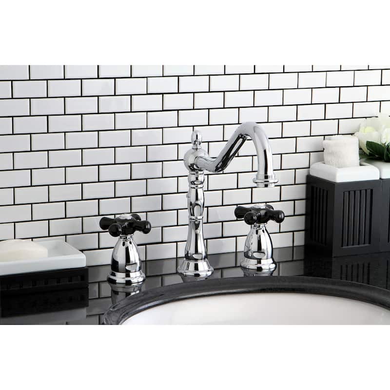 Kingston Brass Heritage Onyx Widespread Bathroom Faucet - Free Pop Up