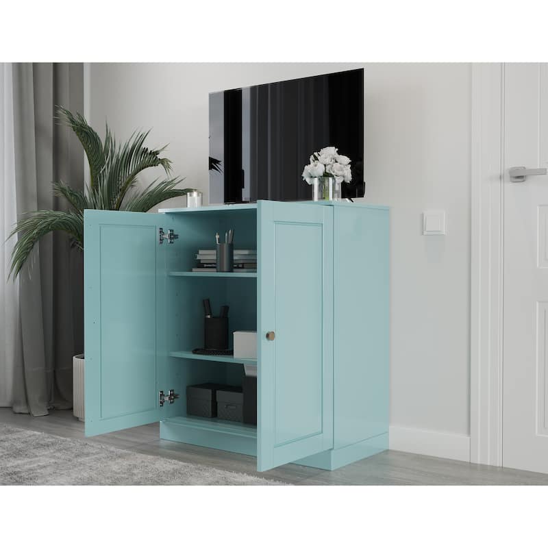 Palace Imports 100% Solid Wood TV Stand with Solid Doors for TVs up to 32"