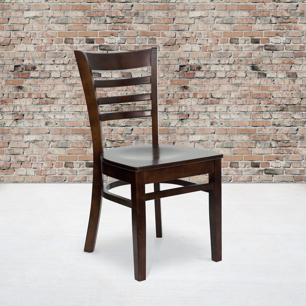 Ladder Back Wooden Restaurant Chair - 17.25"W x 20"D x 33.75"H