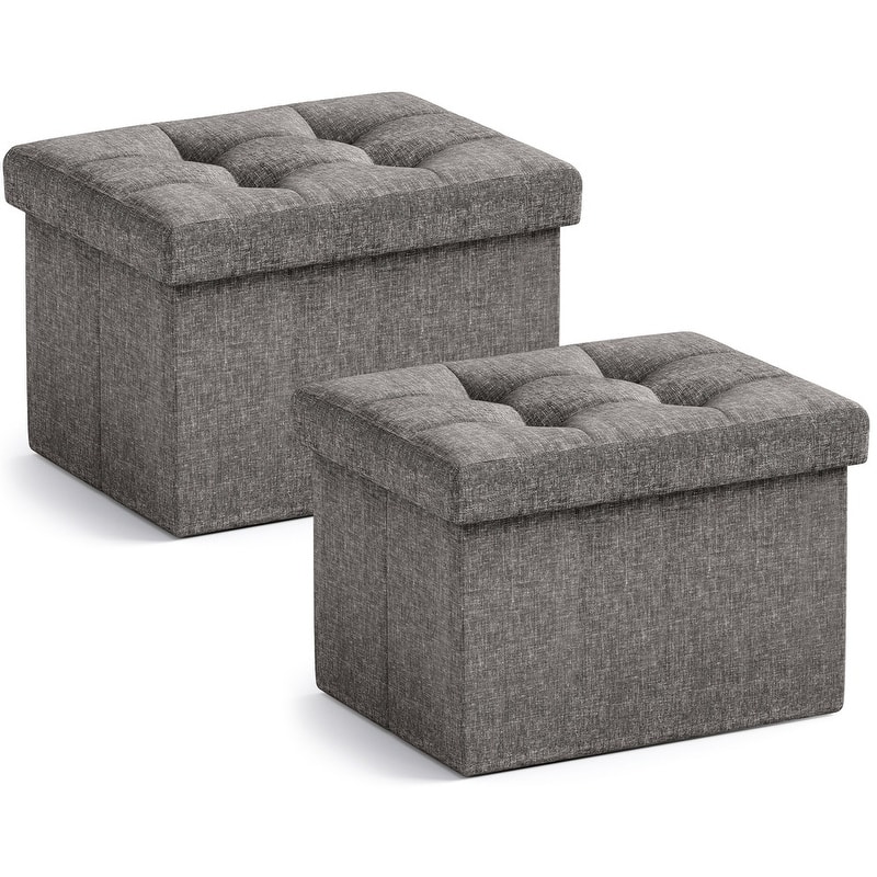 2 Pack Small Rectangle Foldable Storage Ottoman