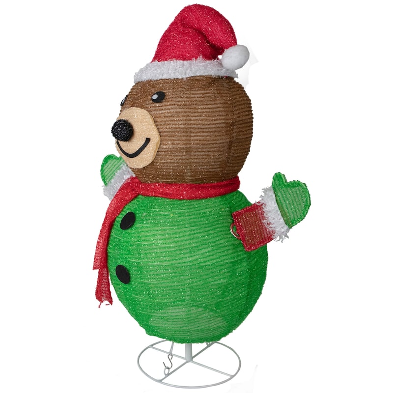 25" Pop-up Bear Wearing Santa Hat Outdoor Christmas Decoration