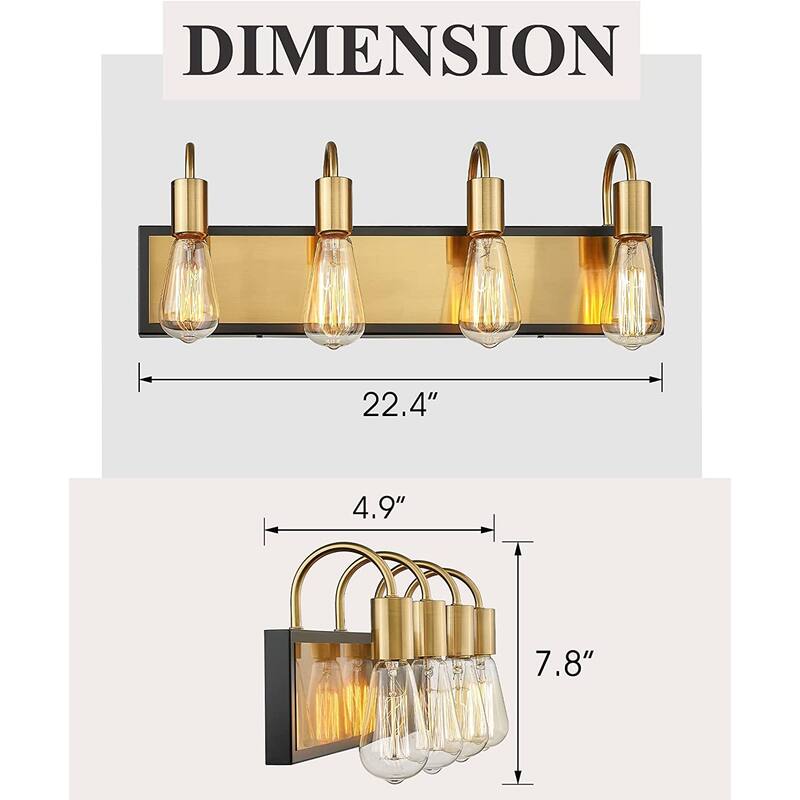Modern Bathroom Vanity Light with Brushed Gold and Black Finish