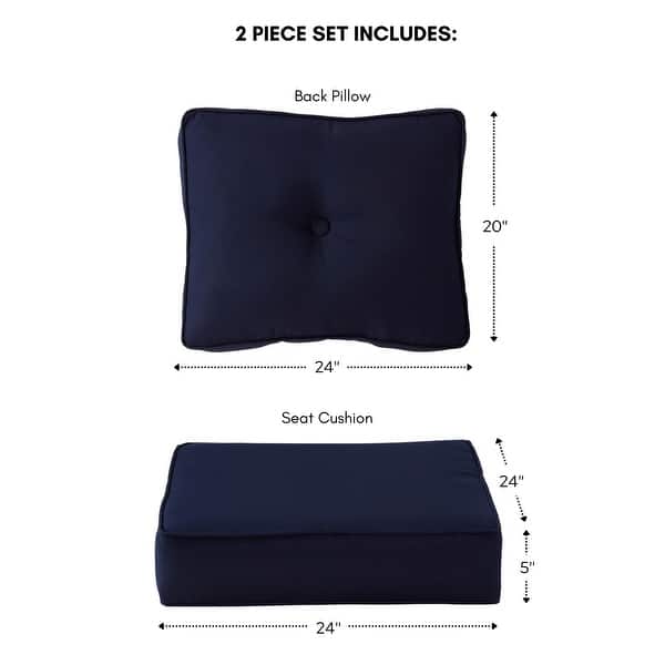 dimension image slide 9 of 12, Sunbrella 2-Piece Premium Deep Seat Outdoor Cushion Set
